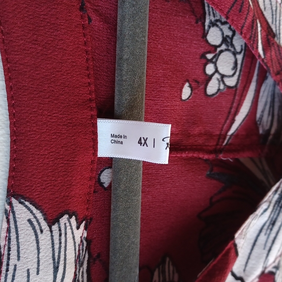 Rosedale Red Floral Longsleeve Dress size 4X - Picture 4 of 12